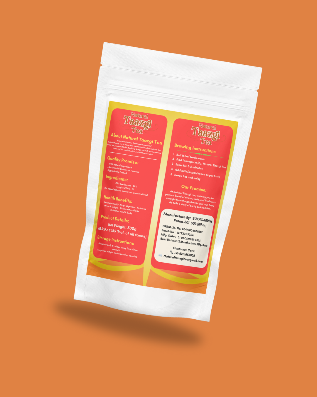 Natural Taazgi Tea (500g) β Strong & Refreshing Family Pack β